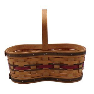 Bradford Basket Co Peanut Shape Handled Basket Wood Divider 1997 Signed